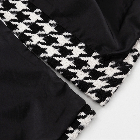 Loose Houndstooth Women Trench Coat Elegant Lapel High-end Fashion Office Jacket - Picture 7 of 12